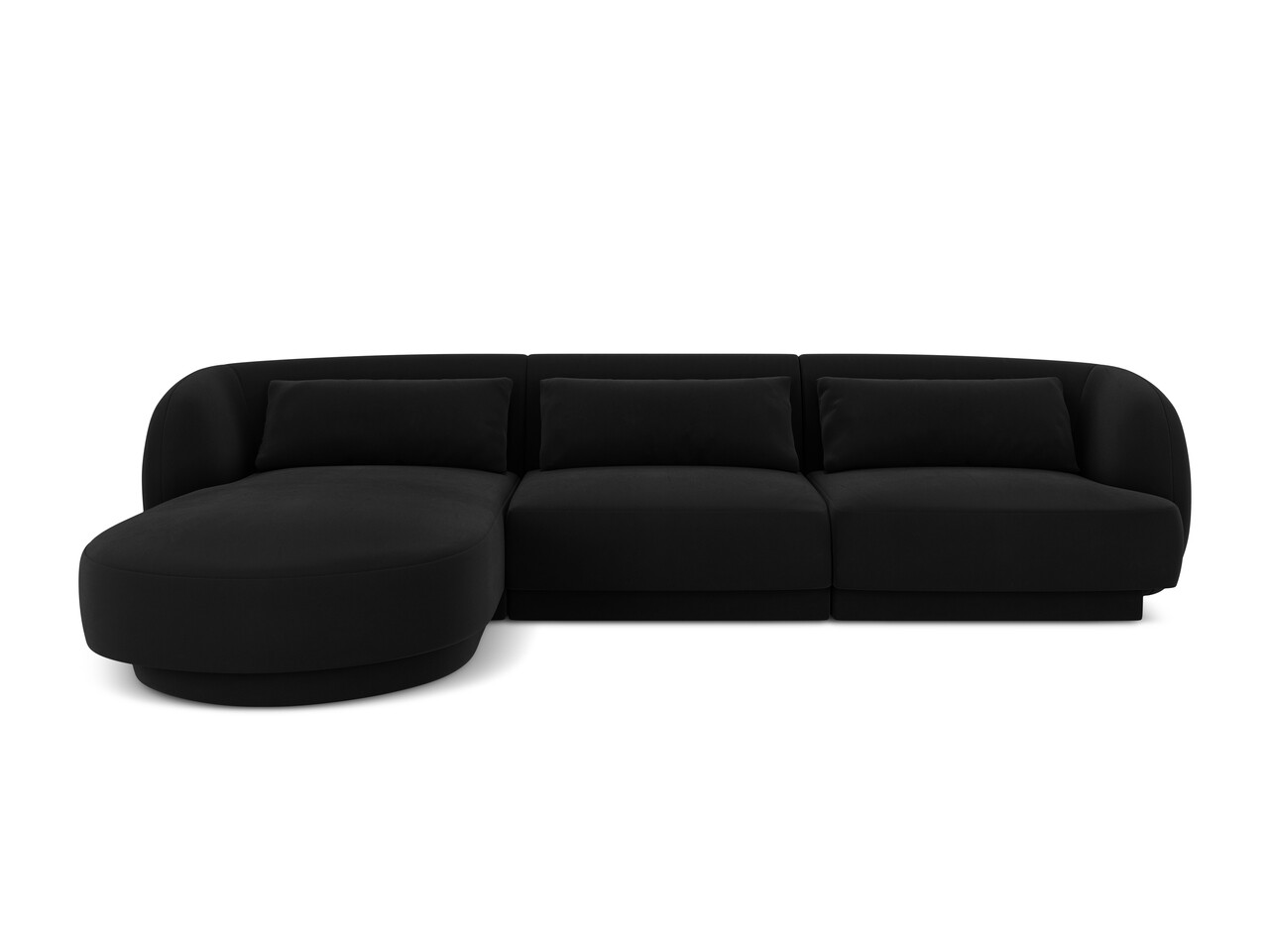 Coltar stanga 4 locuri, Tulum, Cosmopolitan Design, 255x156x70 cm, catifea, negru - imagine 7